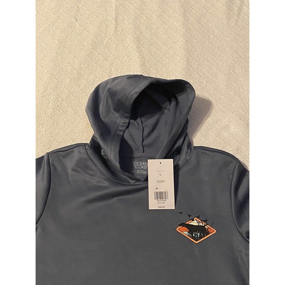 Ocean + Coast Mens Size L Bison Blue Hunting Scene Pullover Hoodie NWT - Picture 5 of 15